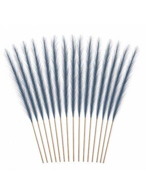 Slate Blue Faux Pampas Grass Stems 16 Piece 31 Inch Synthetic Floor Vase 31-Inch